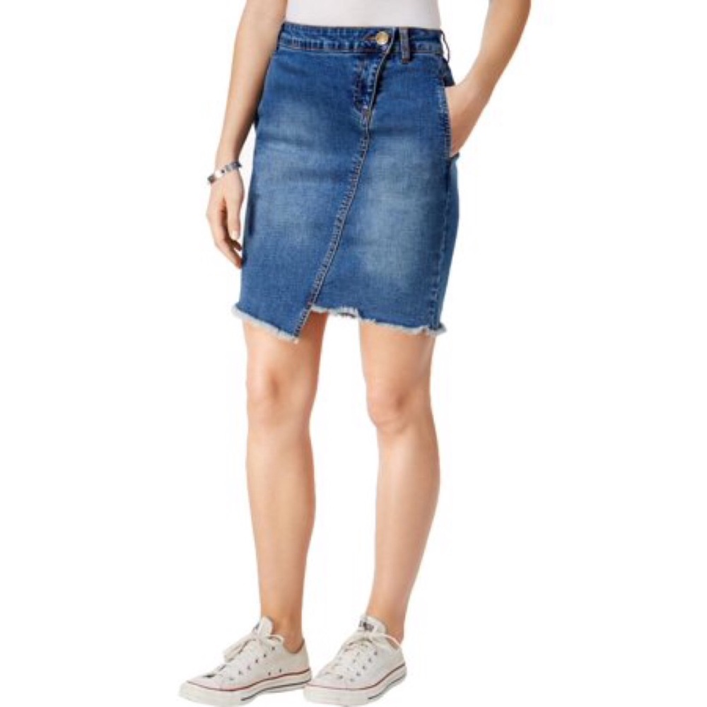 KUT May Asymmetrical Denim Pencil Skirt 8